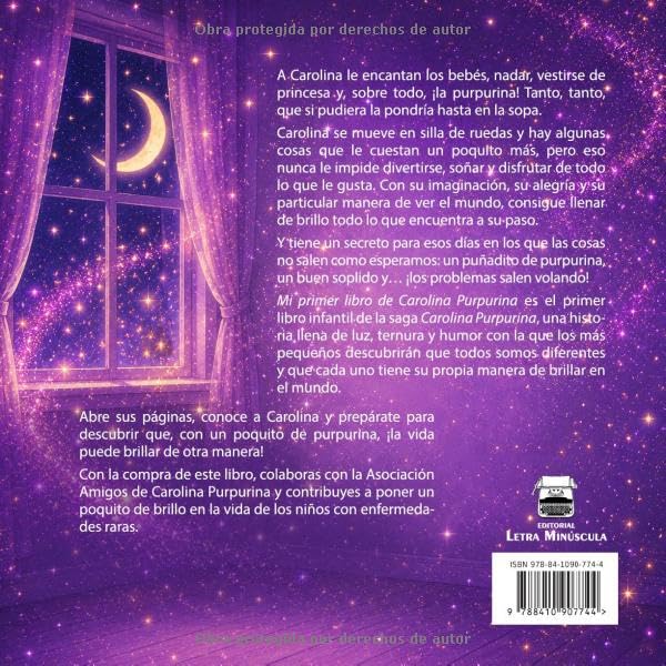 Rückseite von „Mi primer libro de Carolina Purpurina“, spanische Ausgabe